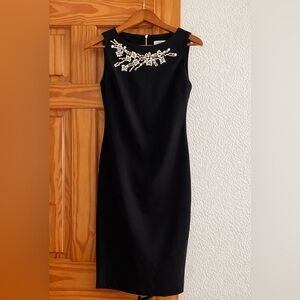 Calvin Klein Black Dress with Pearl Embellishments